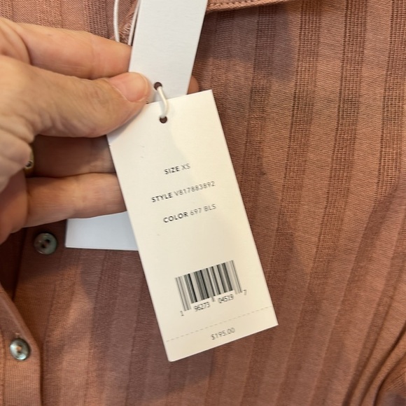 Vince Polo Ribbed Button Up Thong Bodysuit Blush NWT - Picture 5 of 8